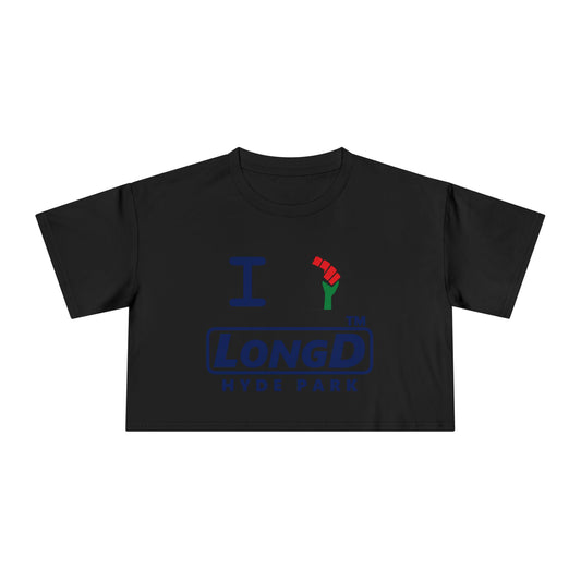 I fist LongD official front-back Hyde Park logo crop tee
