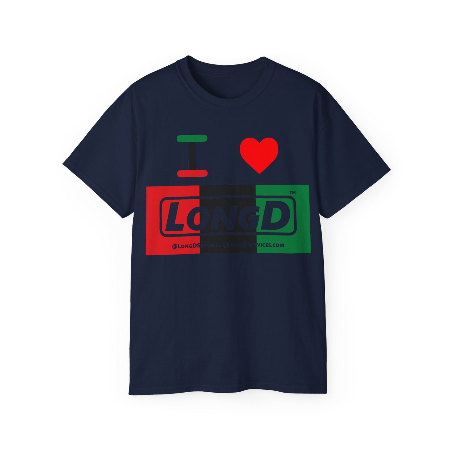 I Luv LongD® Logo Cotton Tee Juneteenth negative thirds text