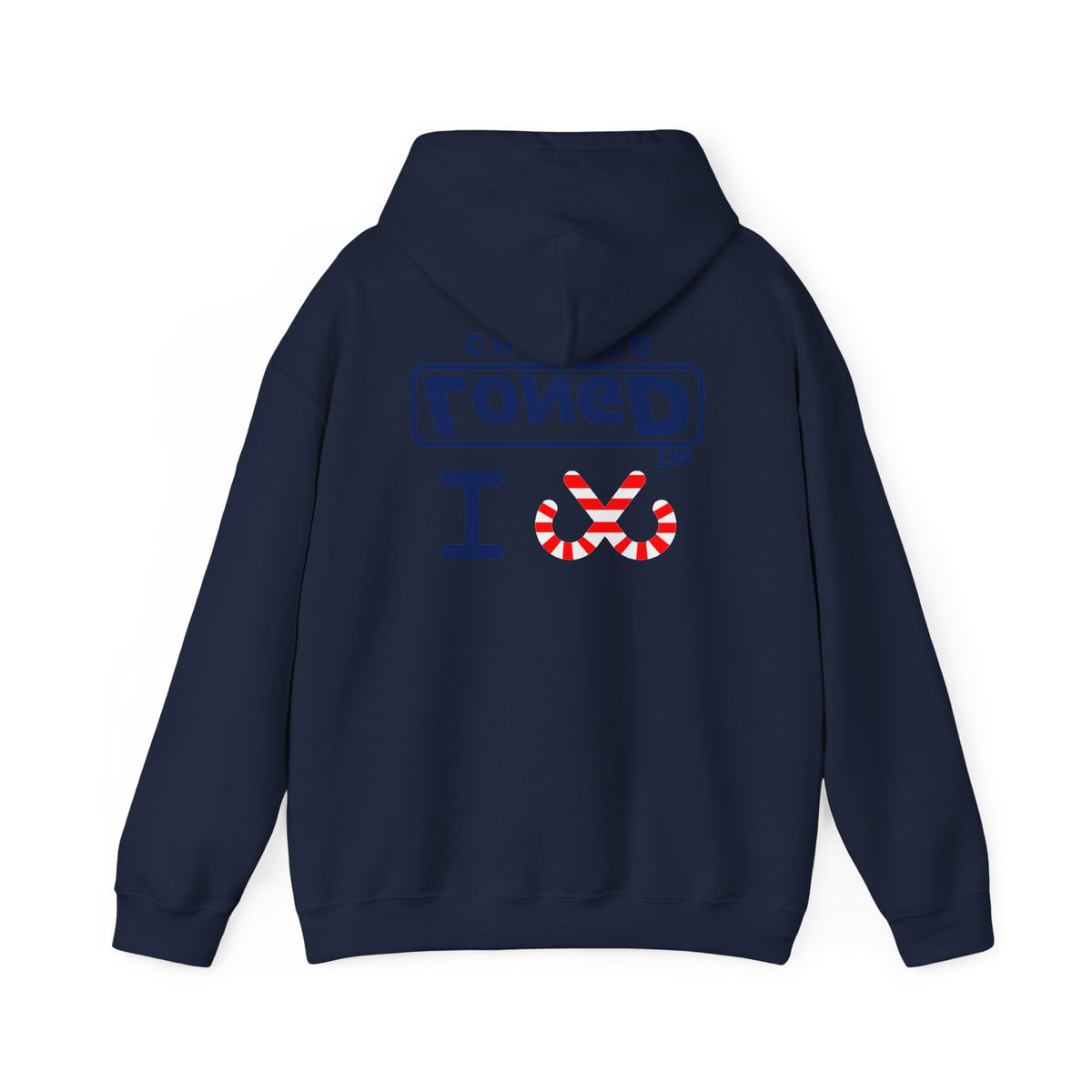 I candy cane LongD Chicago positive official basic navy front-back logo hoodie
