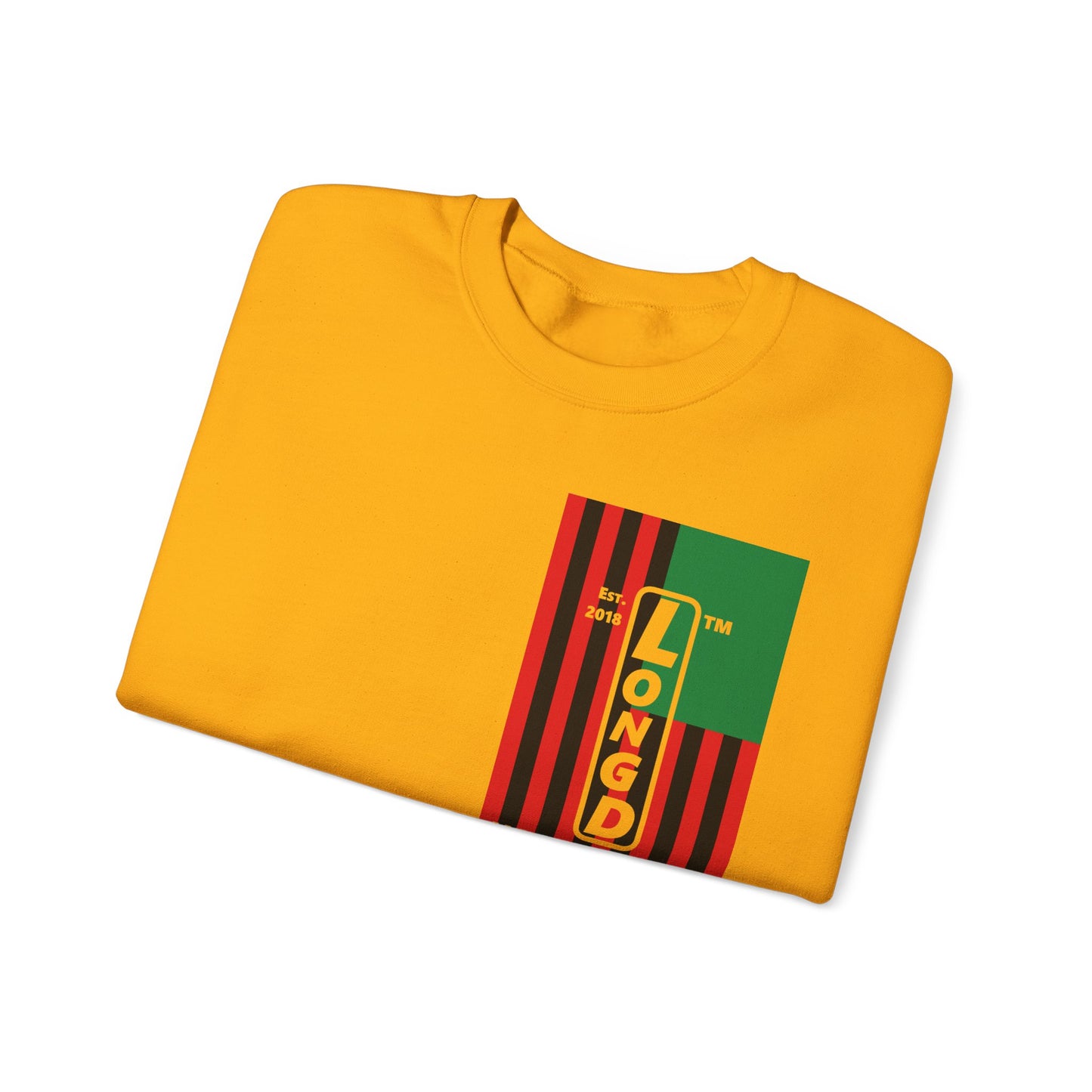 LongD negative cropped flag single-breasted front-back Hyde Park upright logo crewneck sweatshirt (Juneteenth colors)