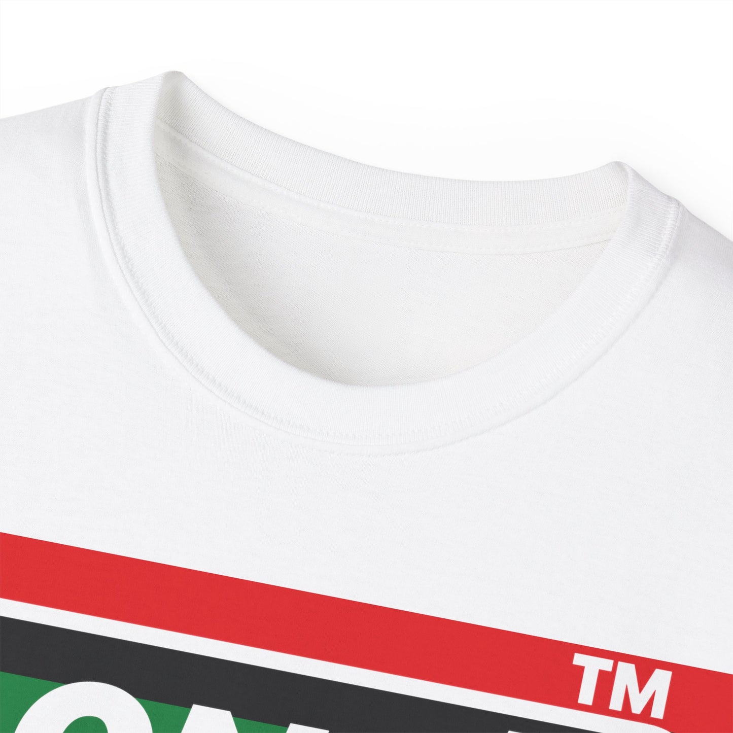 LongD negative horizontal 6-striped Chicago logo cotton tee (Juneteenth colors)