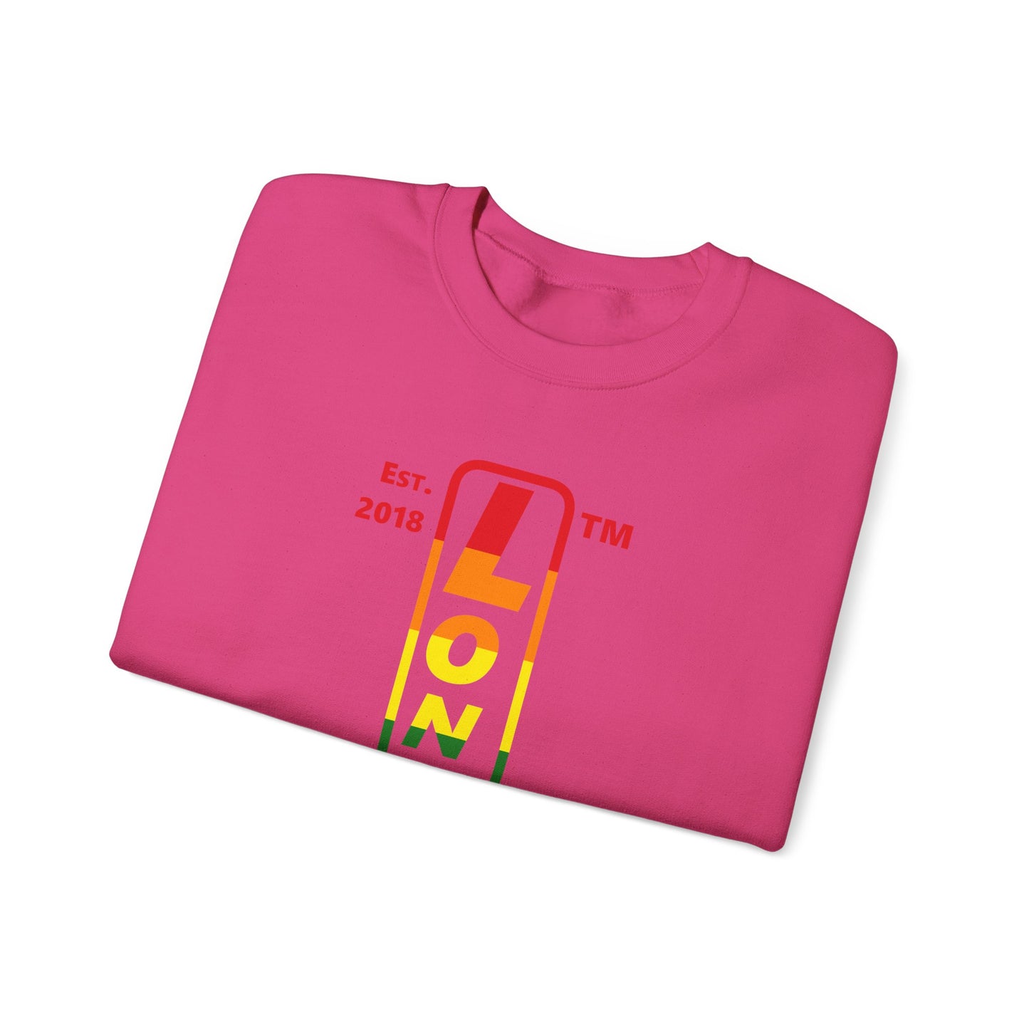 LongD positive horizontal 6-striped Hyde Park 4-print upright logo crewneck sweatshirt (Pride colors)