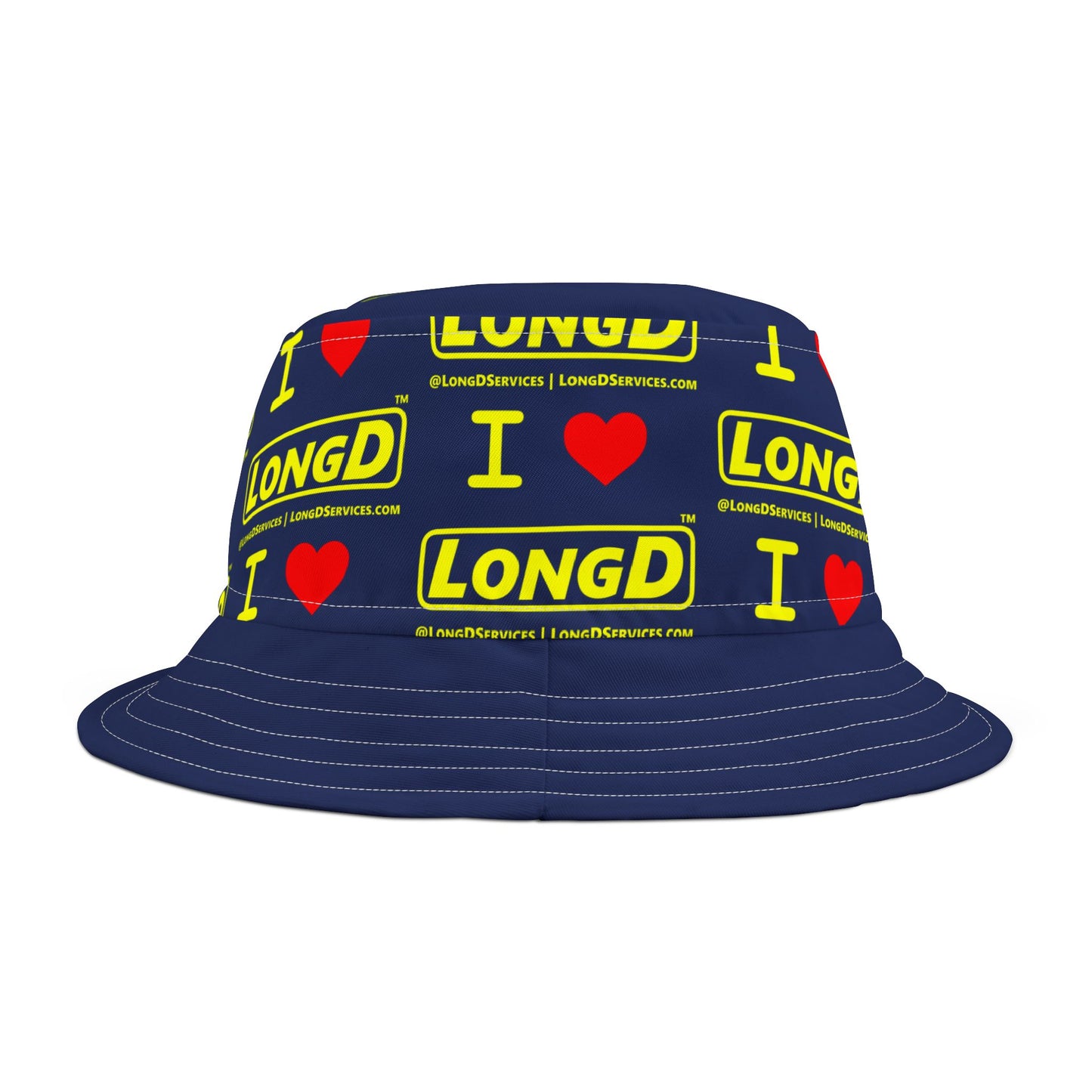 Repeat Grid of I Luv LongD Reverse Logo Bucket Hat