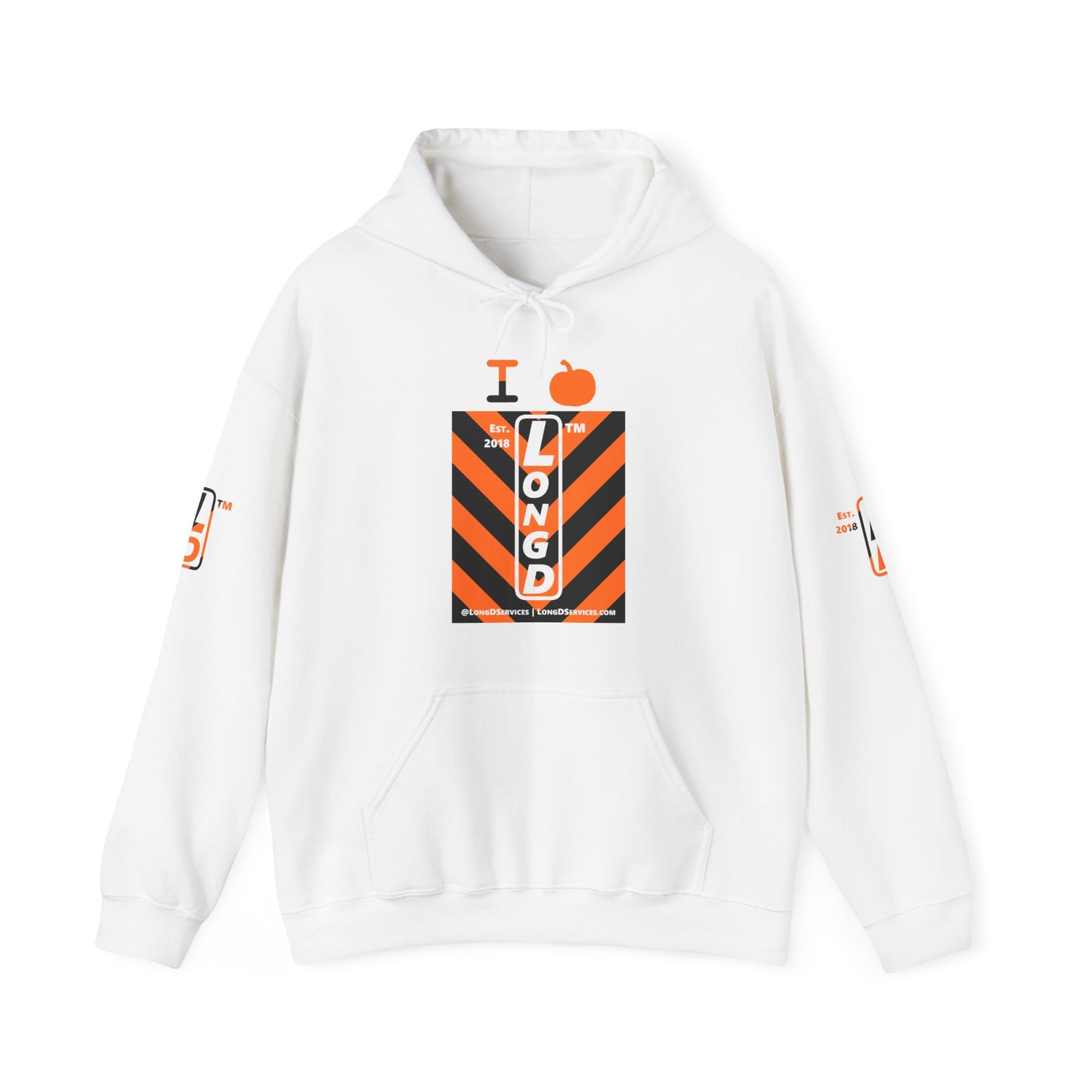 I pumpkin LongD Tag-domain negative upright downward chevron 4-print logo hoodie