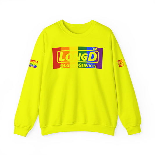 LongD official basic 4-print tag logo crewneck sweatshirt with Pride heart