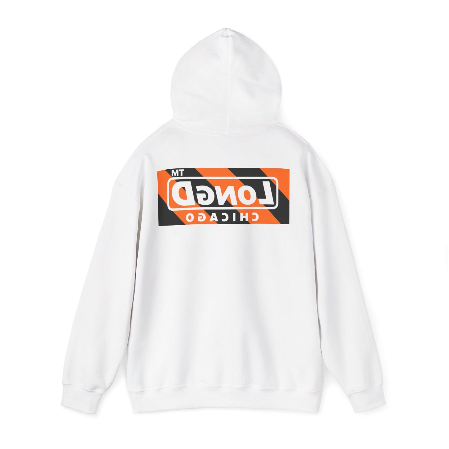 LongD Chicago negative diagonal 6-striped front-back logo (Halloween colors) hoodie