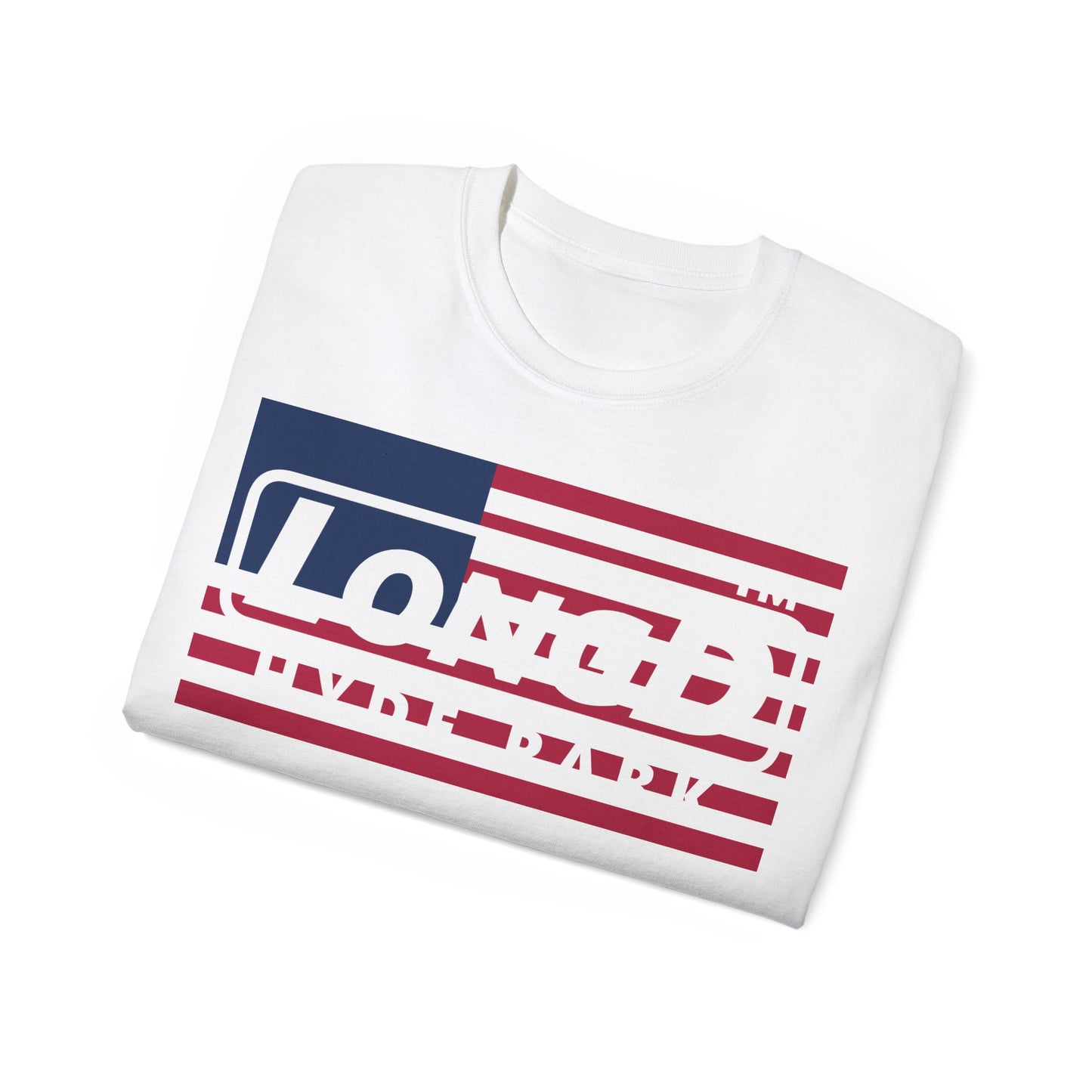 LongD negative flag 4-print Hyde Park logo cotton tee (patriotic colors)