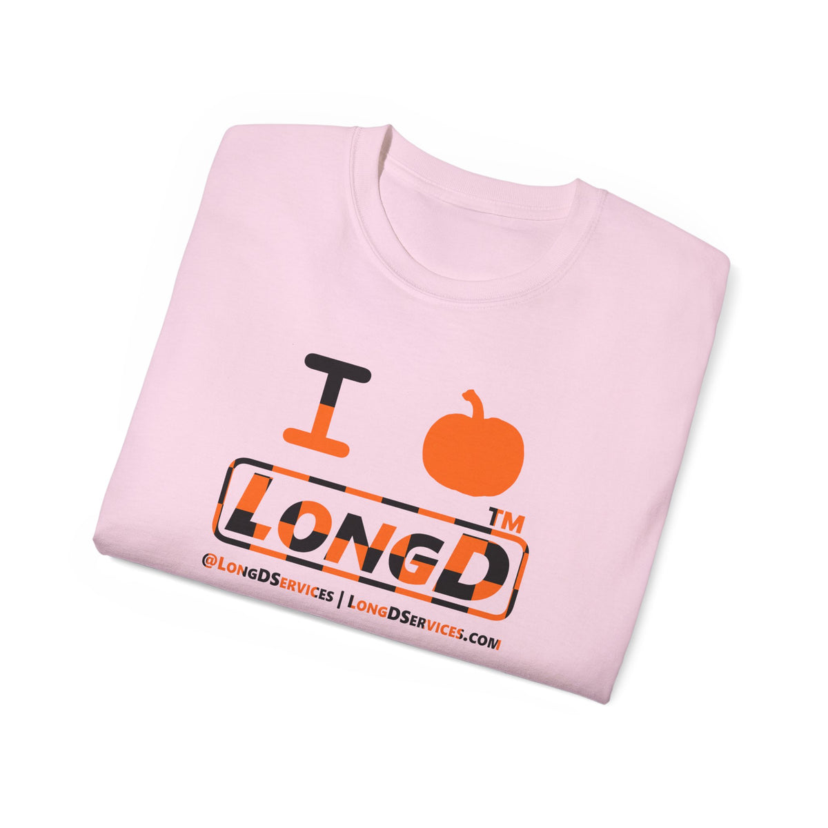 I pumpkin LongD Tag-domain positive checkered logo cotton tee