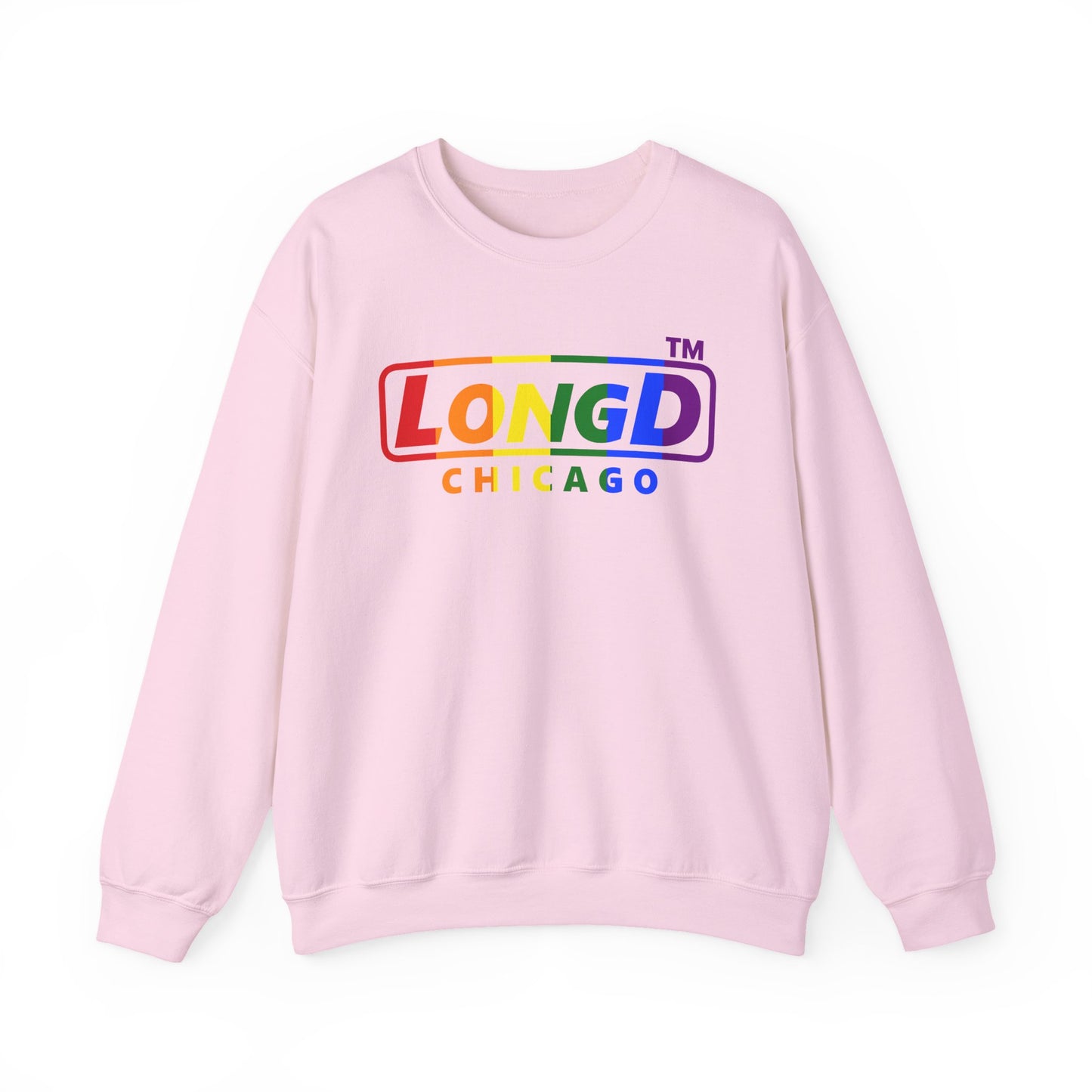 LongD positive vertical striped Chicago logo crewneck sweatshirt (Pride colors)