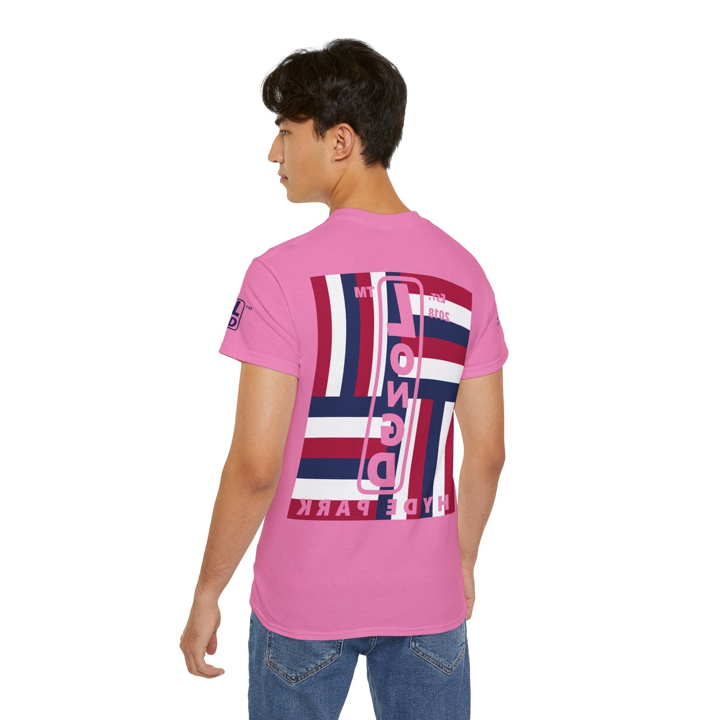 I Burst LongD cotton tee negative windmill 4-print Hyde Park upright logo (Patriotic colors)