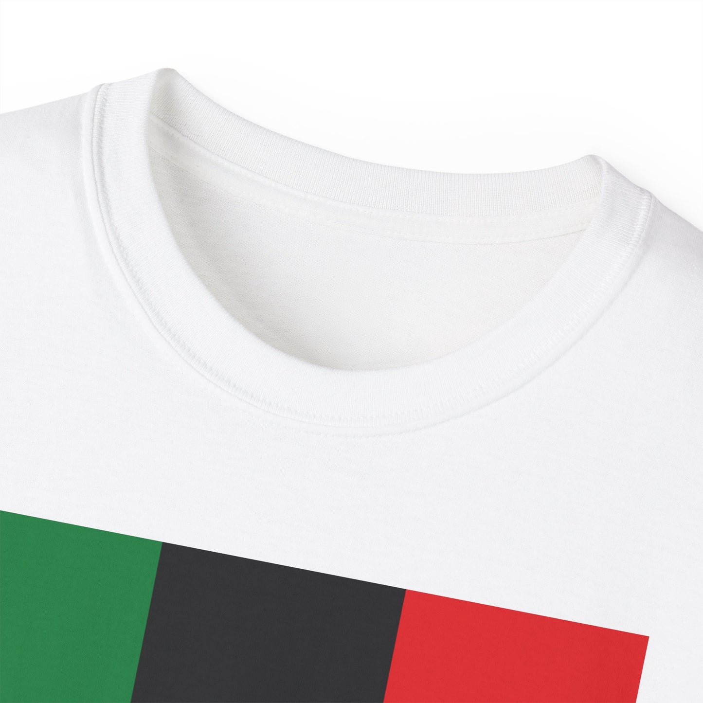 LongD® Logo Cotton Tee Juneteenth vertical Pan-African Flag negative text