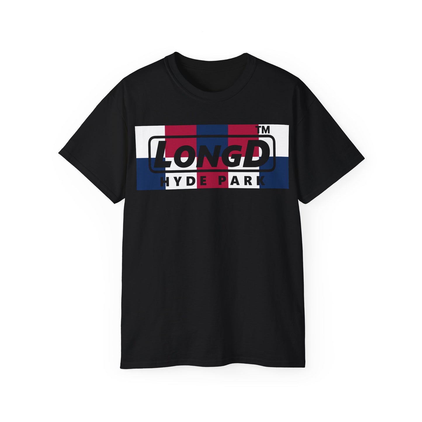 LongD negative 2x5 Hyde Park logo cotton tee (patriotic colors)