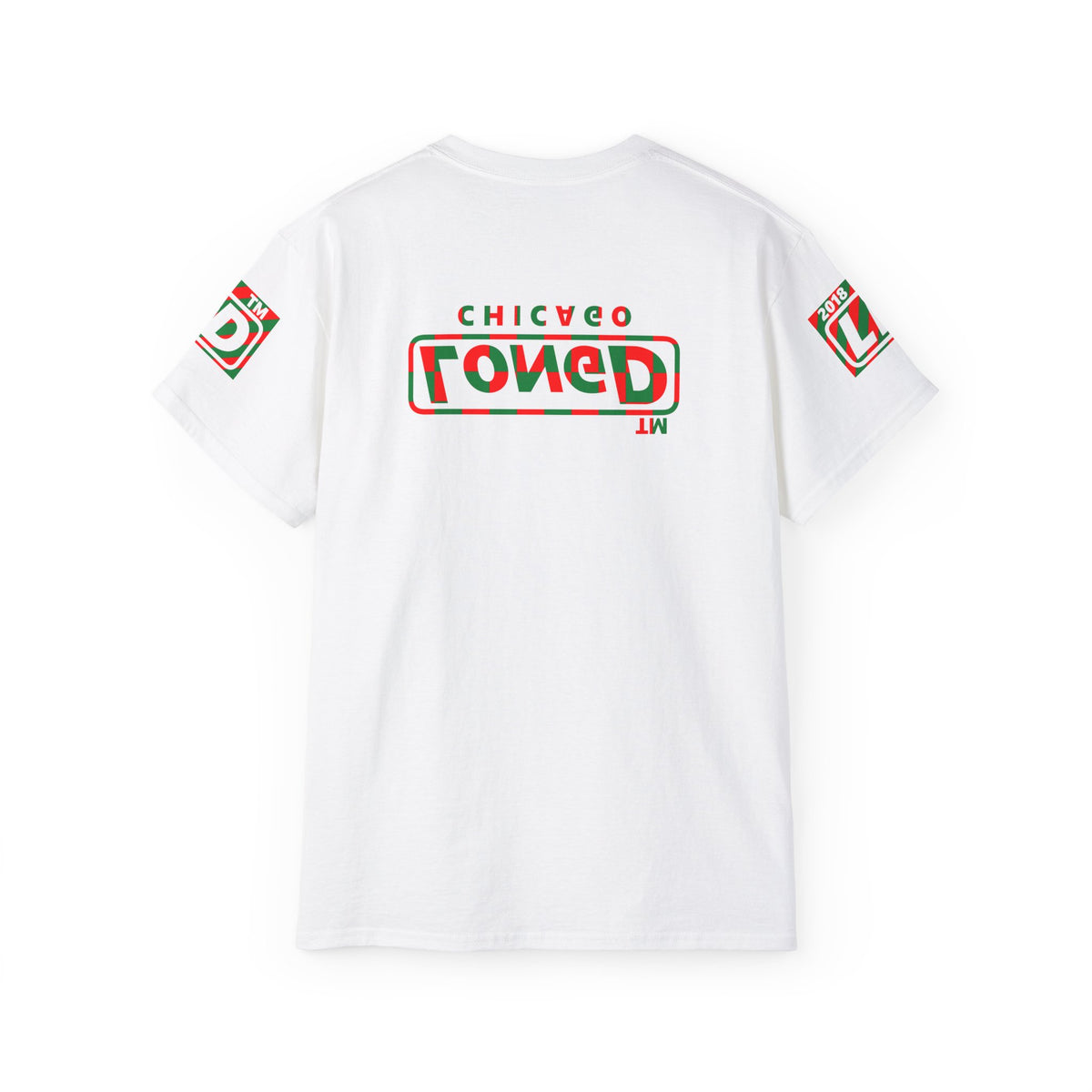 LongD Chicago positive checkered 4-print logo (Xmas colors) cotton tee