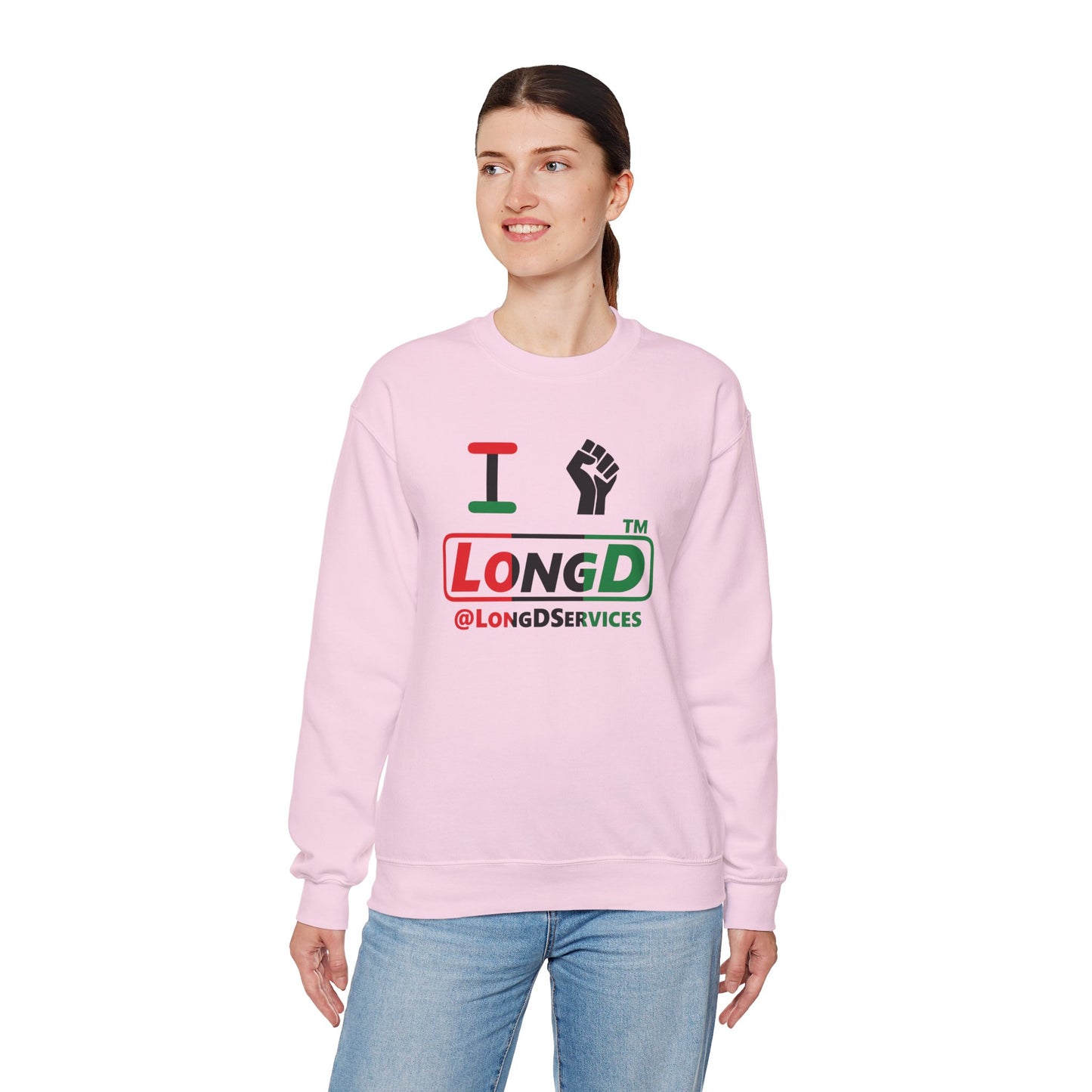 I fist LongD positive vertical 3-striped tag logo crewneck sweatshirt