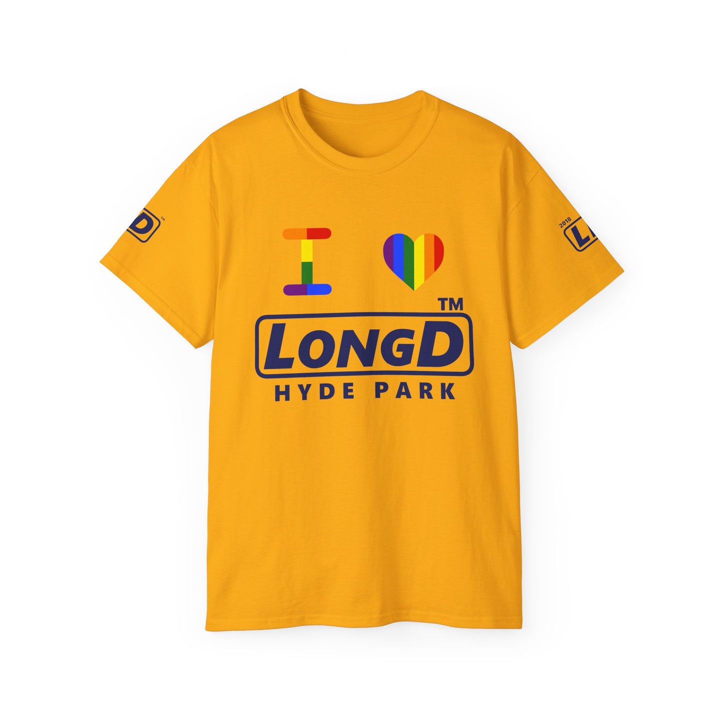 I Luv LongD official Hyde Park 4-print logo cotton tee (Pride colors)