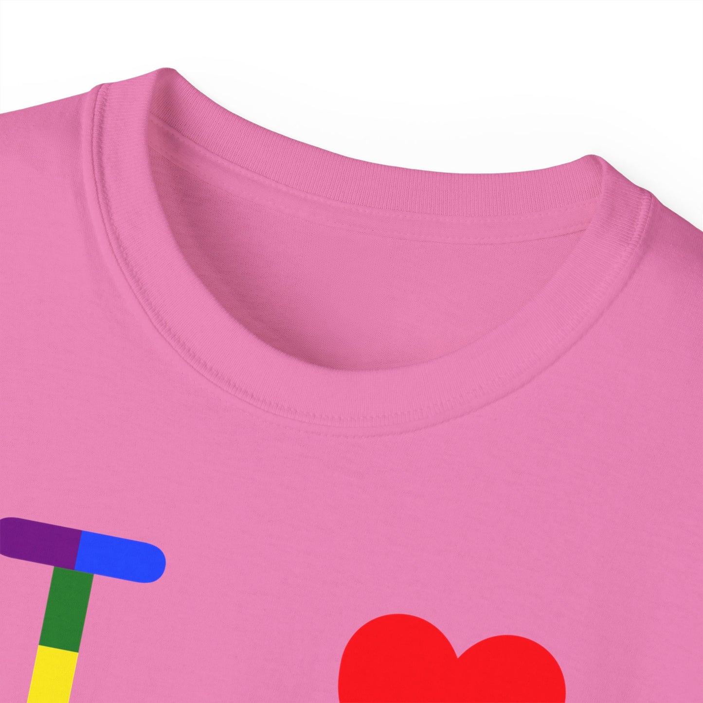 I Luv LongD negative vertical striped Chicago logo cotton tee (Pride colors)