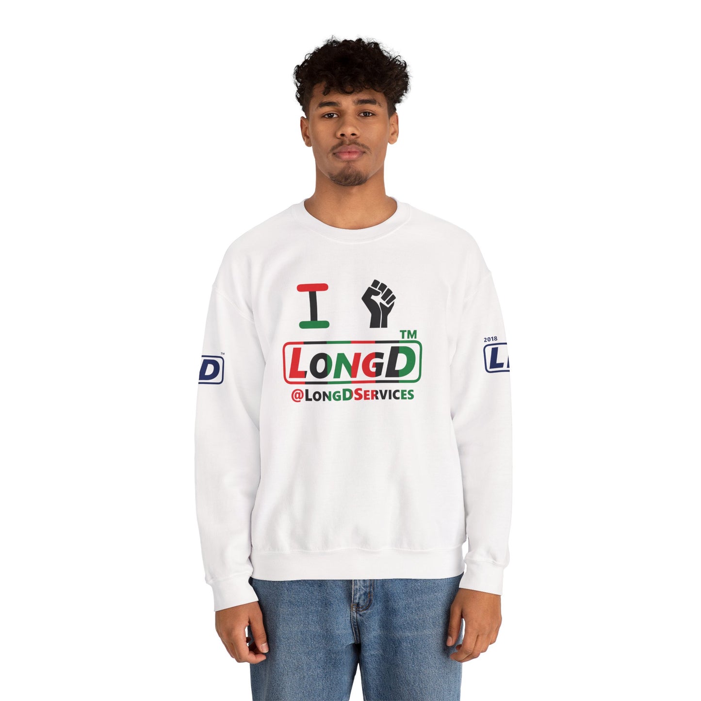 I fist LongD positive vertical 6-striped 4-print tag logo crewneck sweatshirt