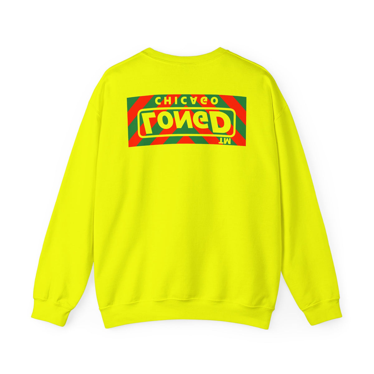LongD Chicago negative downward chevron front-back logo (Xmas colors) crewneck sweatshirt