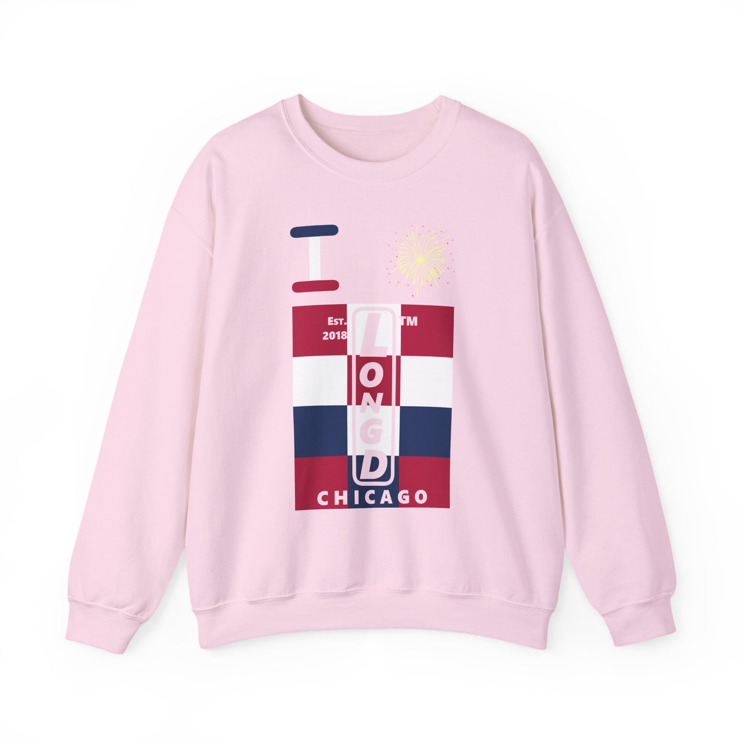 I Burst LongD negative 4x3 Chicago upright logo crewneck sweatshirt
