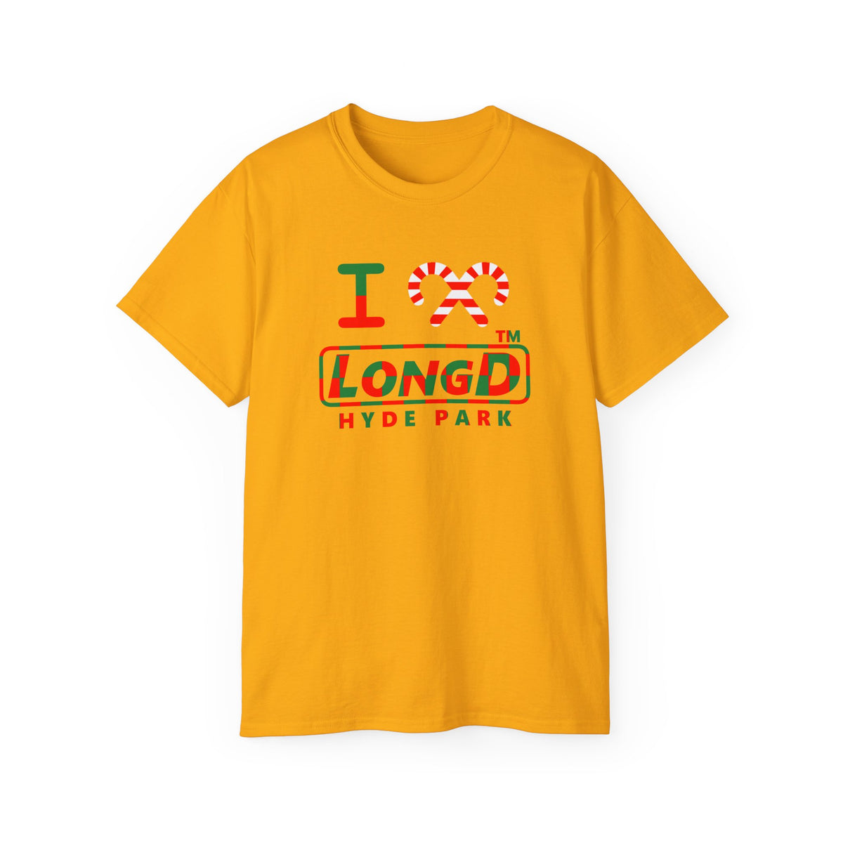 I candy cane LongD Hyde Park positive checkered logo cotton tee