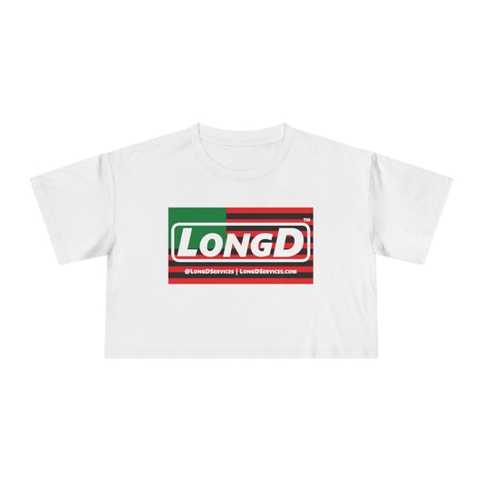 LongD Logo Women's Crop Tee (Juneteenth negative flag logo)