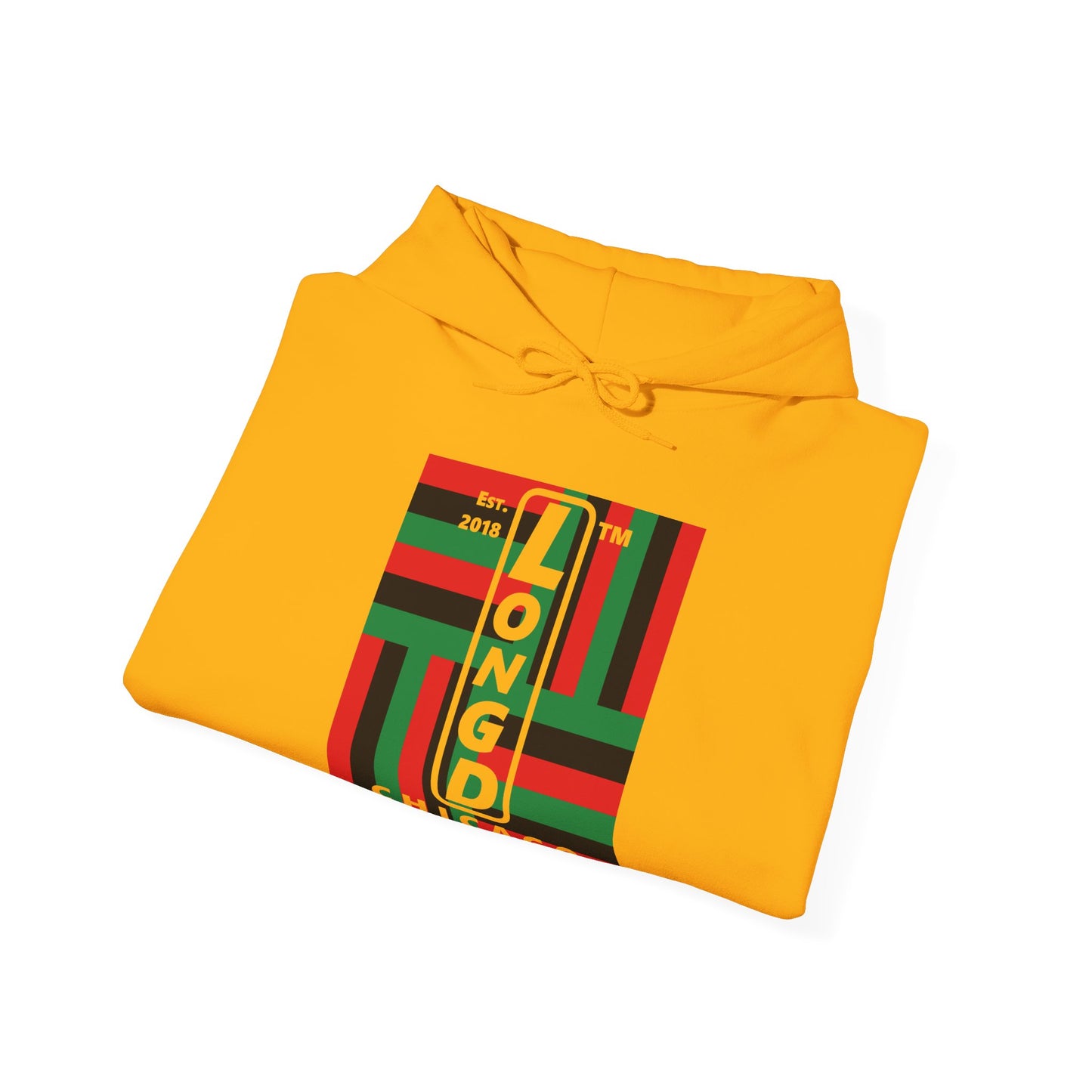 LongD® negative windmill upright Chicago logo hoodie (Juneteenth colors)