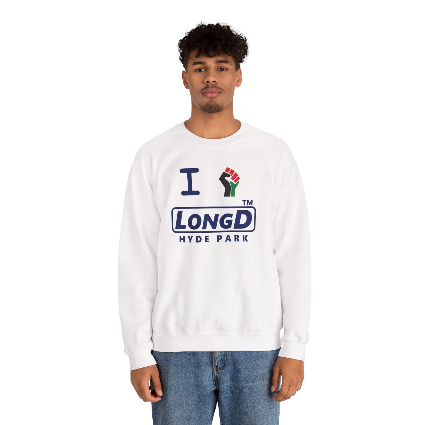 I fist LongD official basic Hyde Park logo crewneck sweatshirt