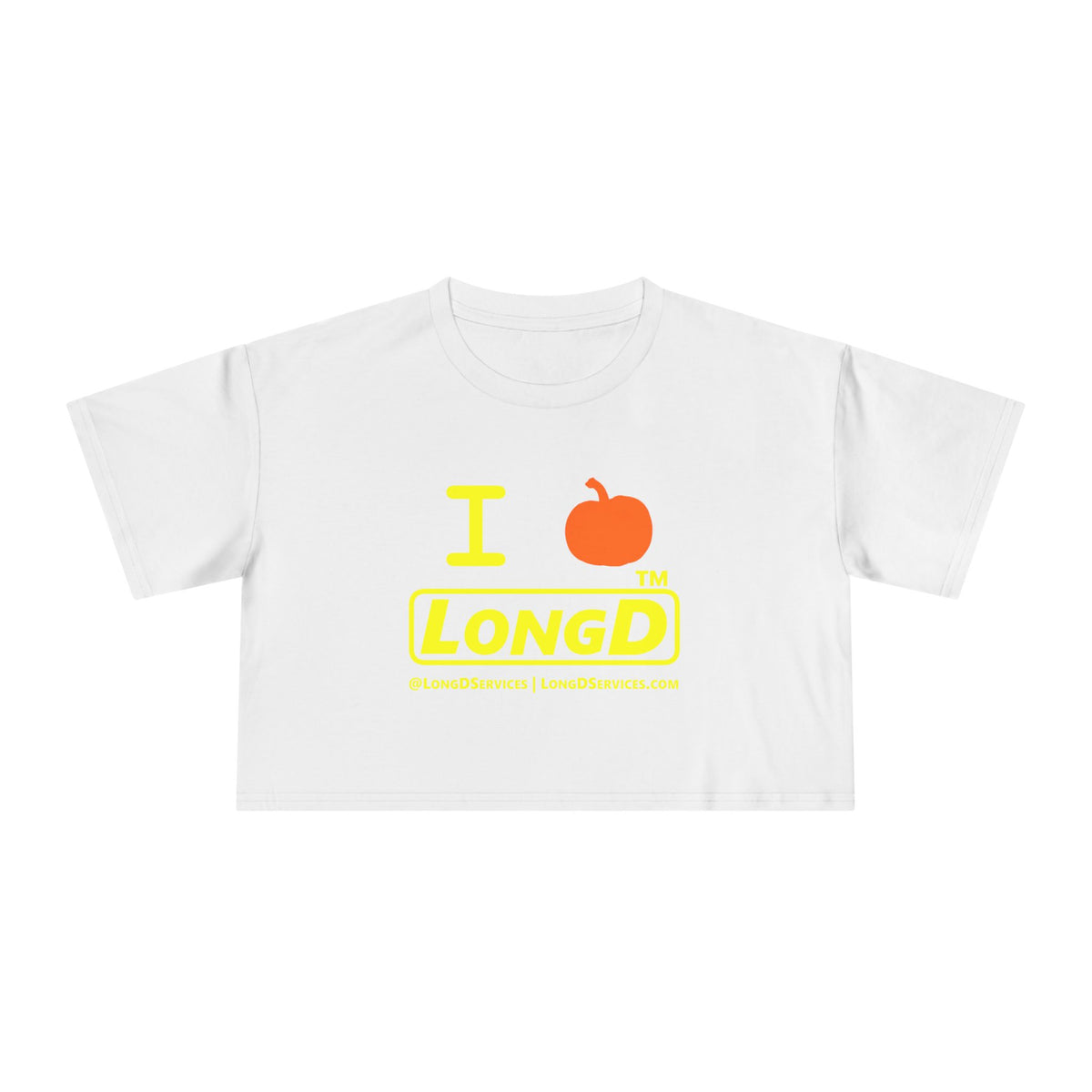 I pumpkin LongD Tag-domain positive alternate basic Yellow (FFFF00) logo crop tee