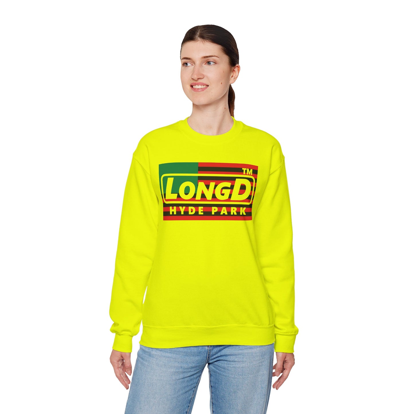 LongD negative flag Hyde Park logo crewneck sweatshirt (Juneteenth colors)