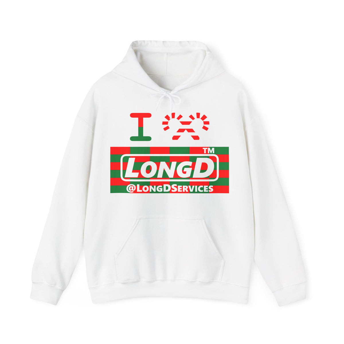 I candy cane LongD Tag negative tiled logo hoodie