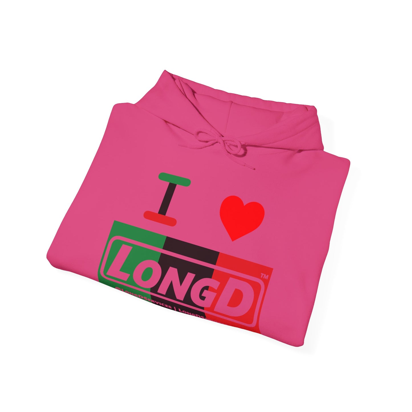 I Luv LongD® Logo Hoodie with Juneteenth negative thirds text