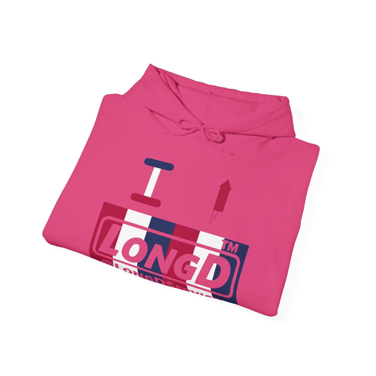 I firecracker LongD® negative vertical 6-striped tag logo hoodie