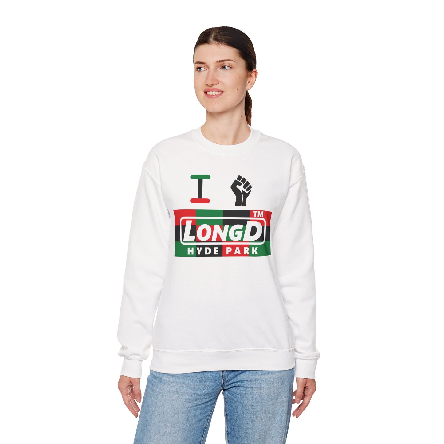 I fist LongD negative 3x4 Hyde Park logo crewneck sweatshirt
