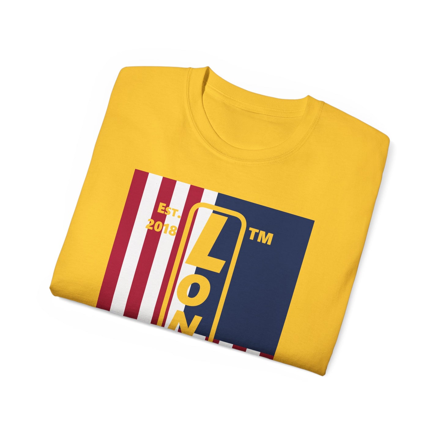 LongD cotton tee negative cropped flag Chicago upright logo (Patriotic colors)