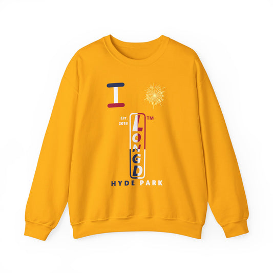 I Burst LongD positive quarters Hyde Park upright logo crewneck sweatshirt