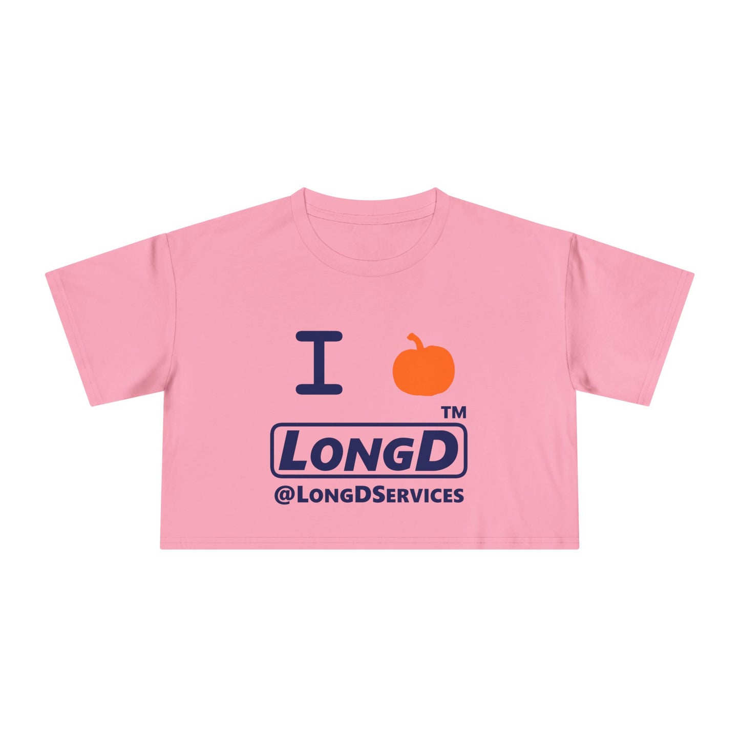 I Pumpkin LongD Logo Crop Tee blue basic tag logo