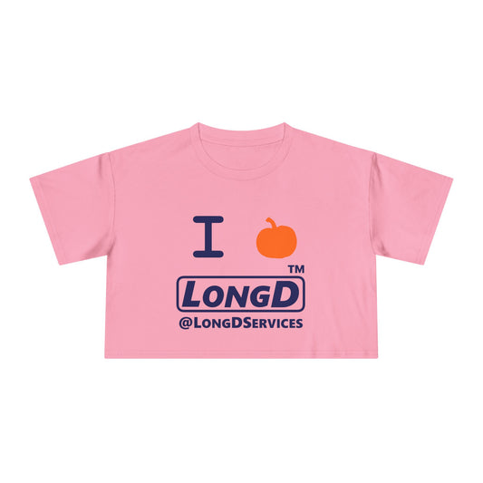 I Pumpkin LongD Logo Crop Tee blue basic tag logo