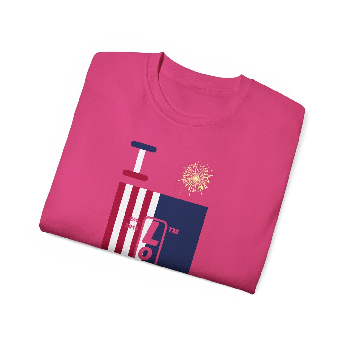 I Burst LongD cotton tee negative flag Hyde Park upright logo (Patriotic colors)