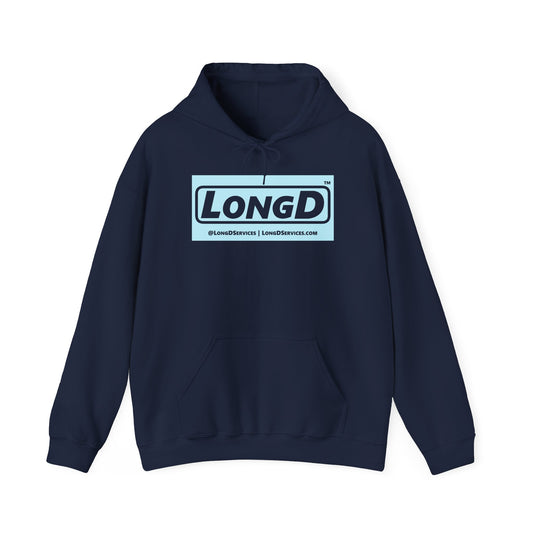 LongD® Logo Hoodie pastel negative blue text