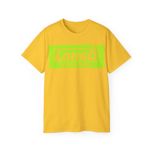 LongD® negative lime green Chicago Logo Cotton Tee