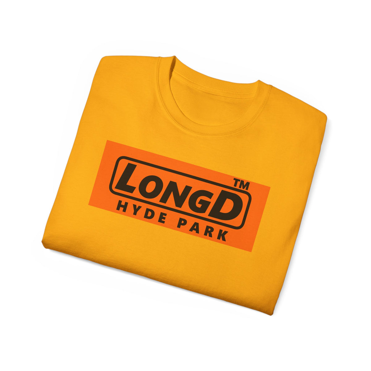 LongD Hyde Park logo Black (000000) on orange (FE7518) (Halloween colors) cotton tee