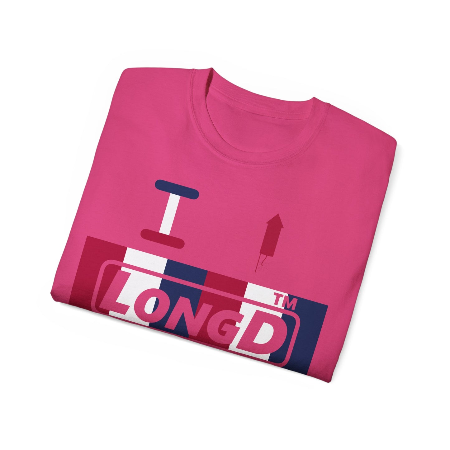 I firecracker LongD negative vertical 6-striped Chicago logo cotton tee