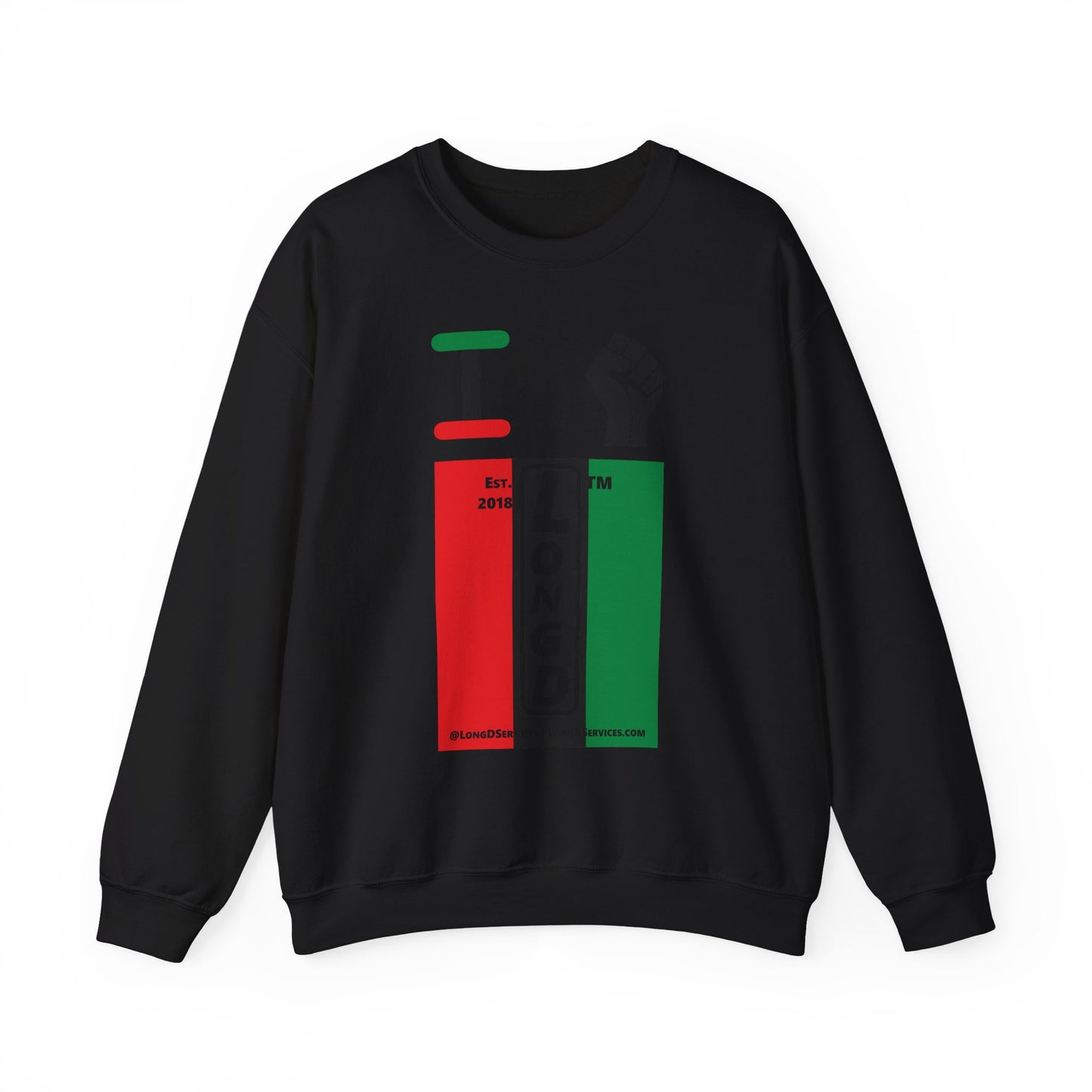 I Fist LongD negative vertical 3-striped tag-domain upright logo crewneck sweatshirt