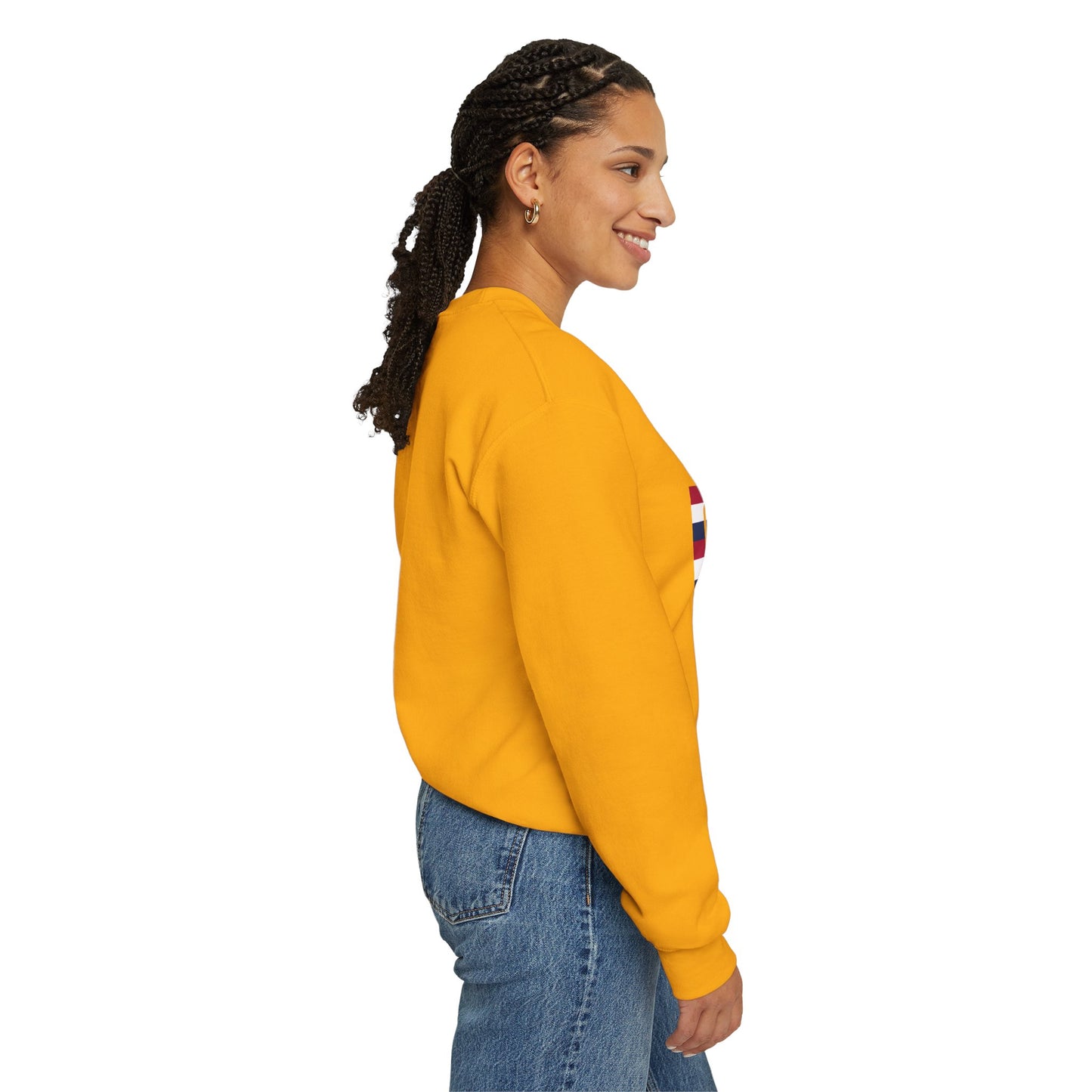 I firecracker LongD negative horizontal 6-striped tag logo crewneck sweatshirt