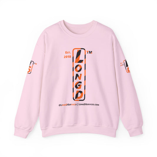LongD Tag-domain positive upright pixel-weighted 12-striped 4-print logo (Halloween colors) crewneck sweatshirt