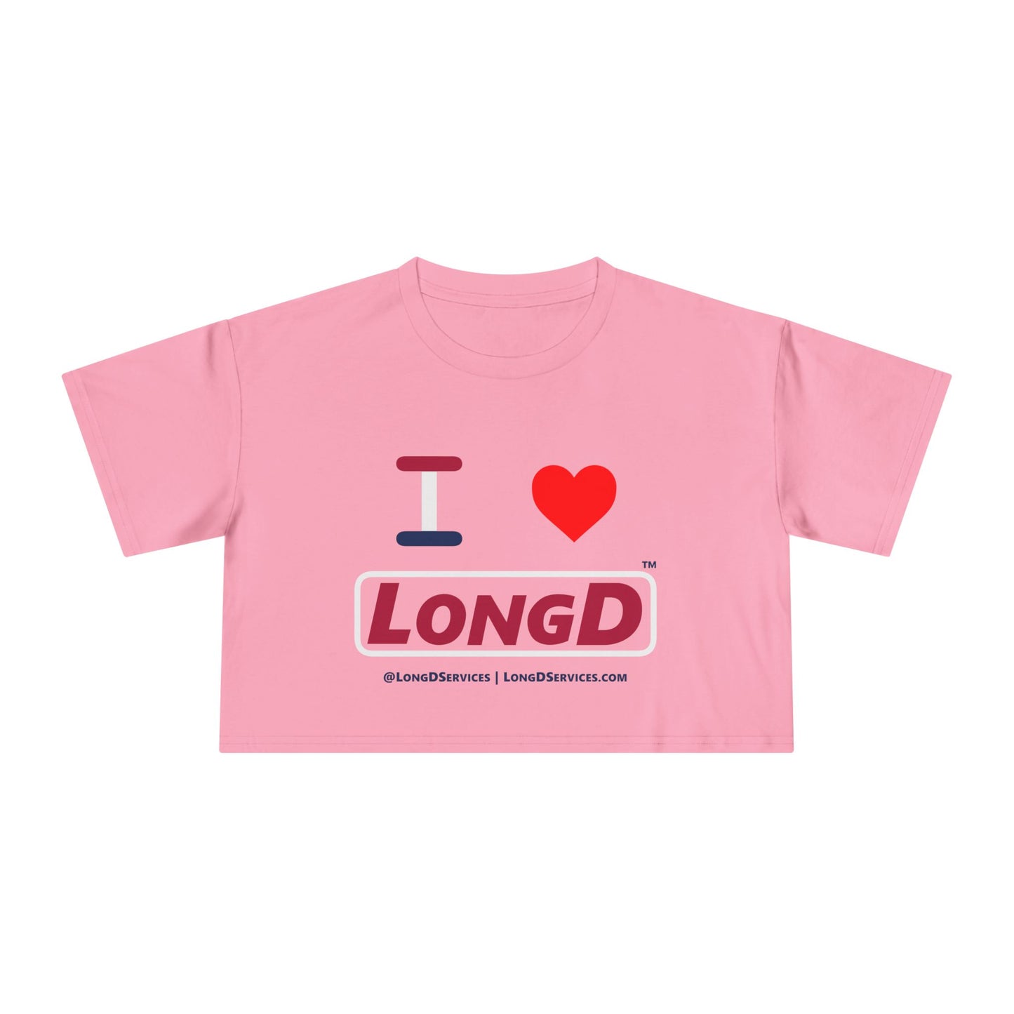 I Luv LongD Logo Women's Crop Tee Red, White & Blue positive