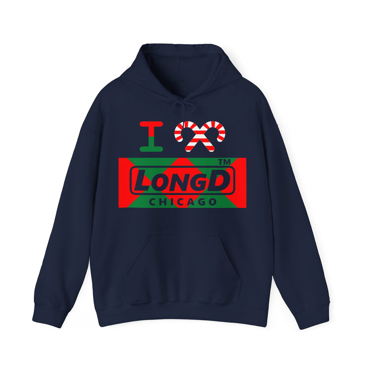 I candy cane LongD Chicago negative big argyle logo hoodie