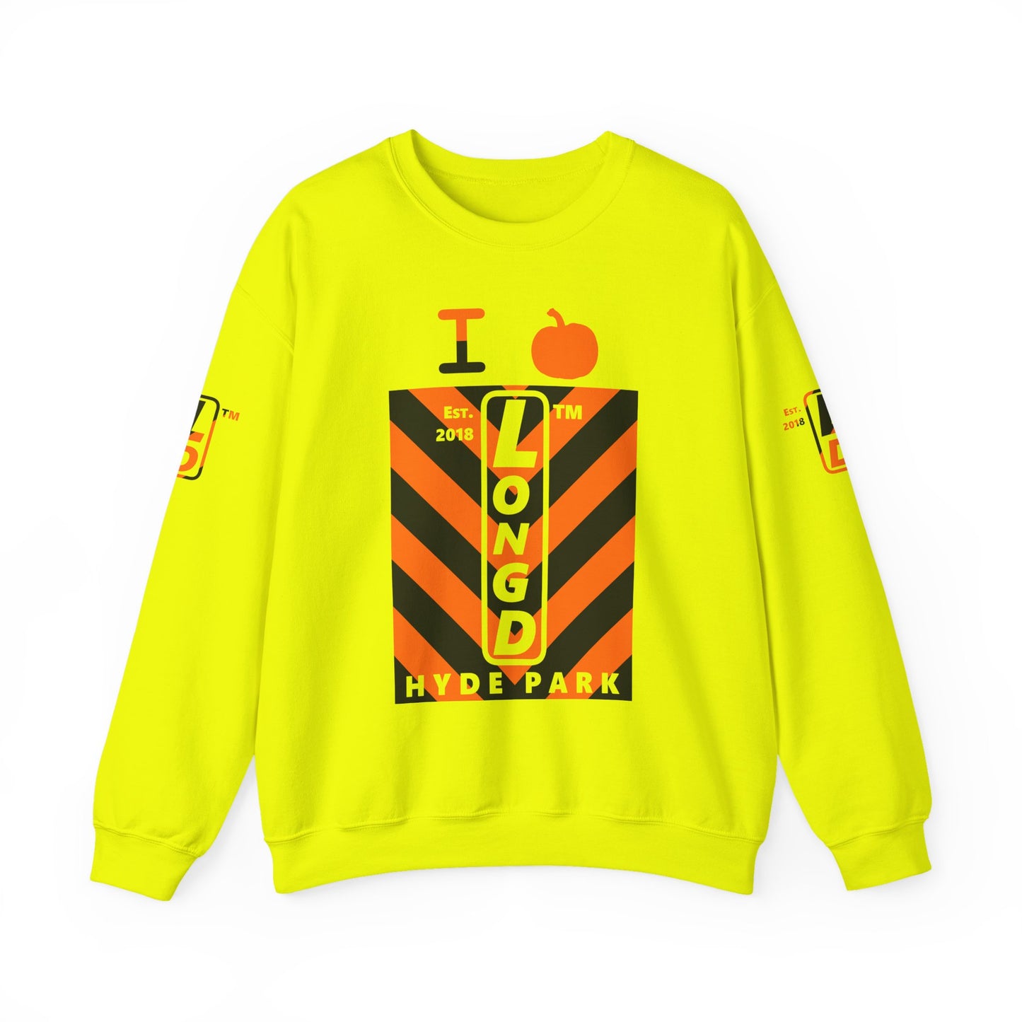 I pumpkin LongD Hyde Park negative upright downward chevron 4-print logo crewneck sweatshirt