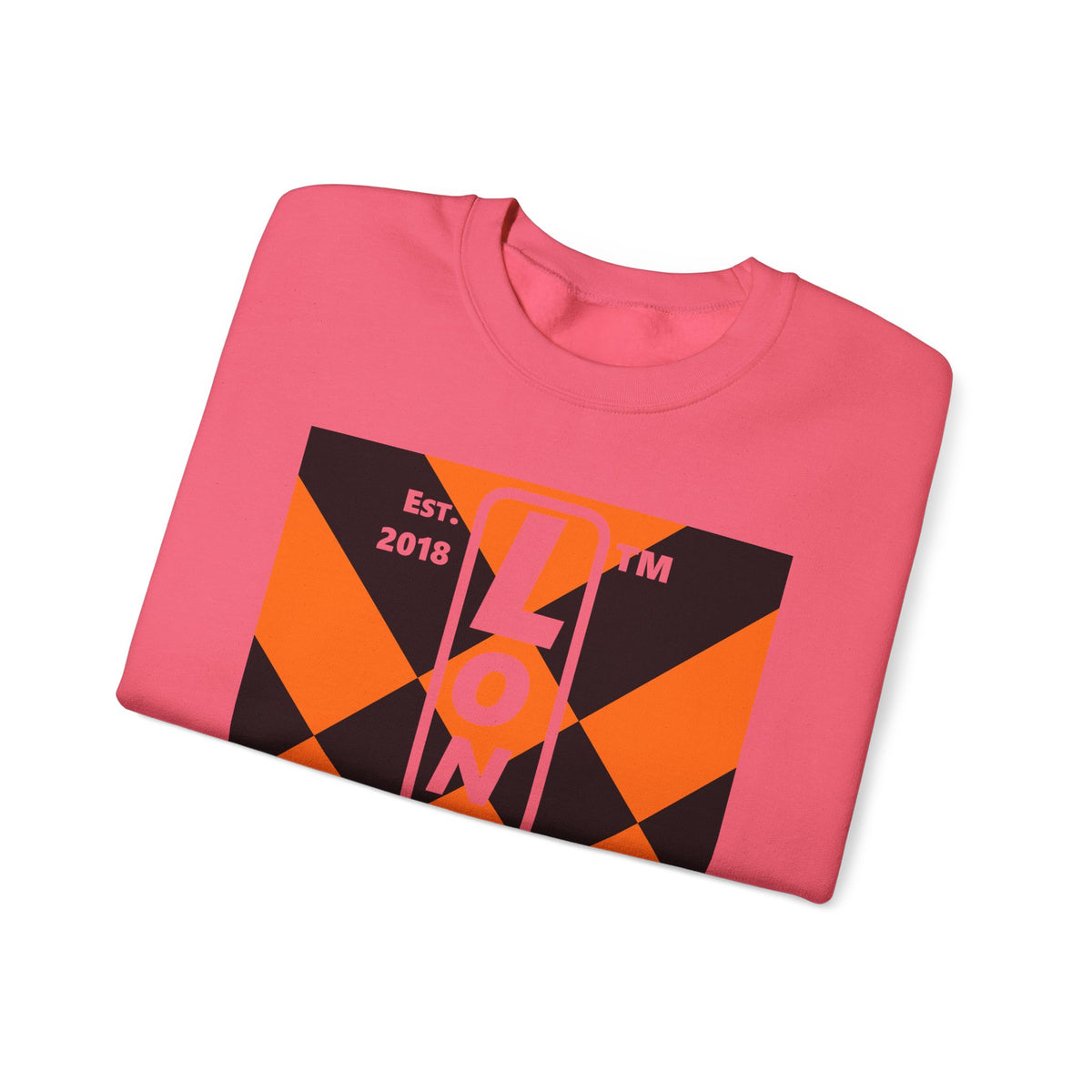 LongD Hyde Park negative upright mixed argyle logo (Halloween colors) crewneck sweatshirt