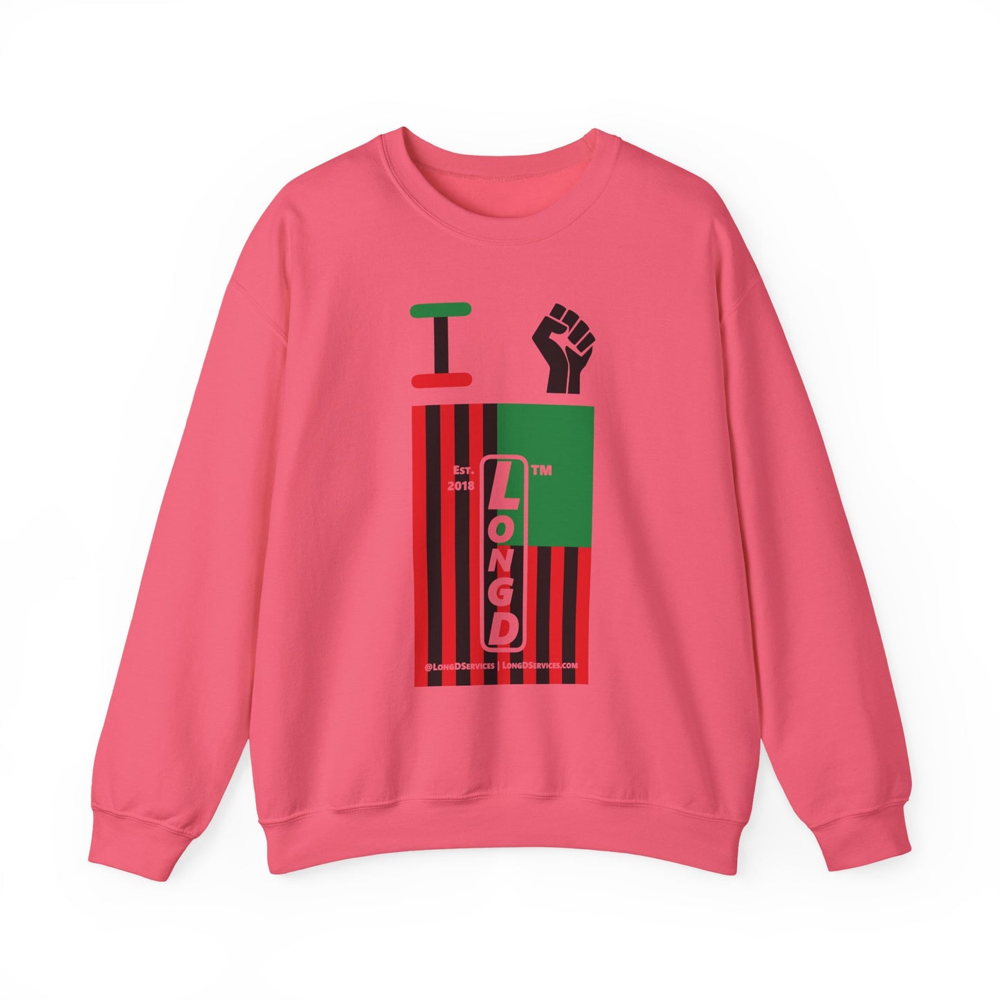 I Fist LongD negative flag tag-domain upright logo crewneck sweatshirt